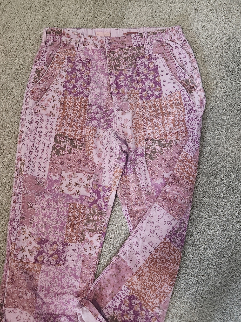Anthropologie Pilcro Pink Patchwork Straight Leg Pants